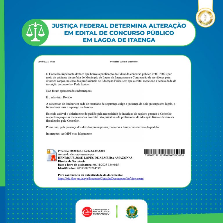 Leia mais sobre o artigo Justiça Federal determina alteração em edital de Concurso Público em Lagoa de Itaenga
