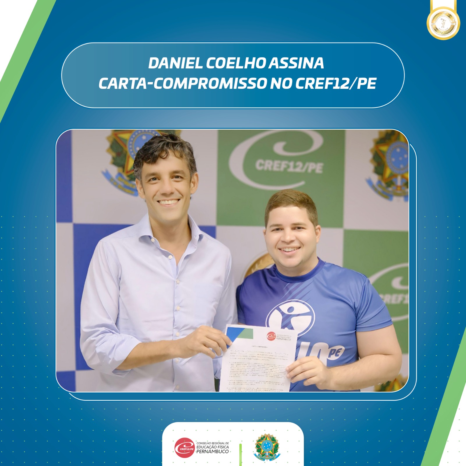 Você está visualizando atualmente Daniel Coelho assina carta compromisso no CREF12/PE